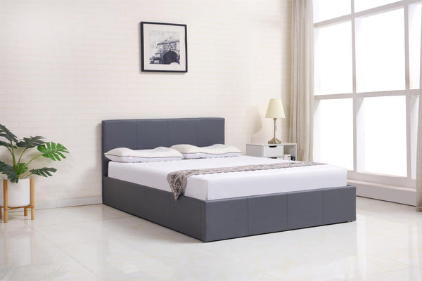 Ottoman Storage Bed grey small double 4ft leather and 1 Mattress bedroom furniture