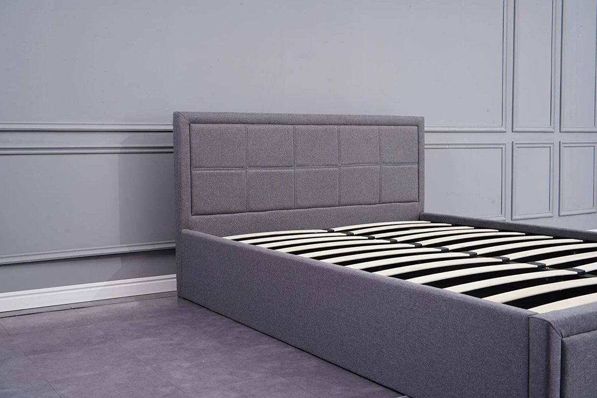 Ottoman Storage Bed grey 3ft single fabric wooden and 1 mattress bedroom