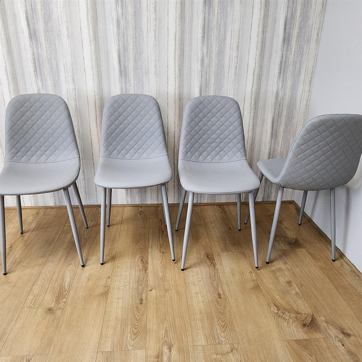 Dining Chairs Set of 4 Grey Leather Kitchen Chairs