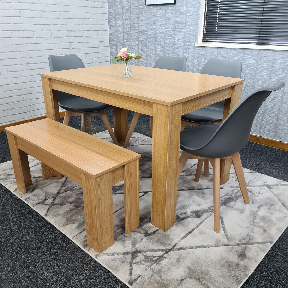 Dining Table Set with 4 Chairs Dining Room and Kitchen table set of 4, and Benches