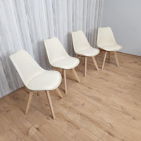 Dining Chairs Set of 4 Cream Leather Kitchen Chairs