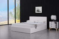 Ottoman Storage Bed white 3ft single leather and 1 spring mattress bedroom furniture