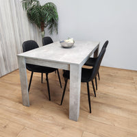 Dining Table and 4 Chairs stone grey Effect Table with 4 Black Gem Patterned Chairs