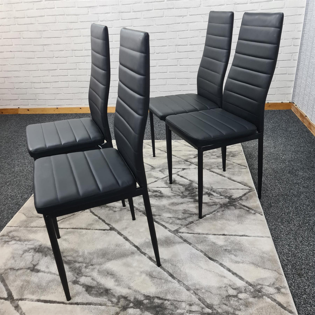 Dining Chairs Set of 4 Black Leather Kitchen Chairs