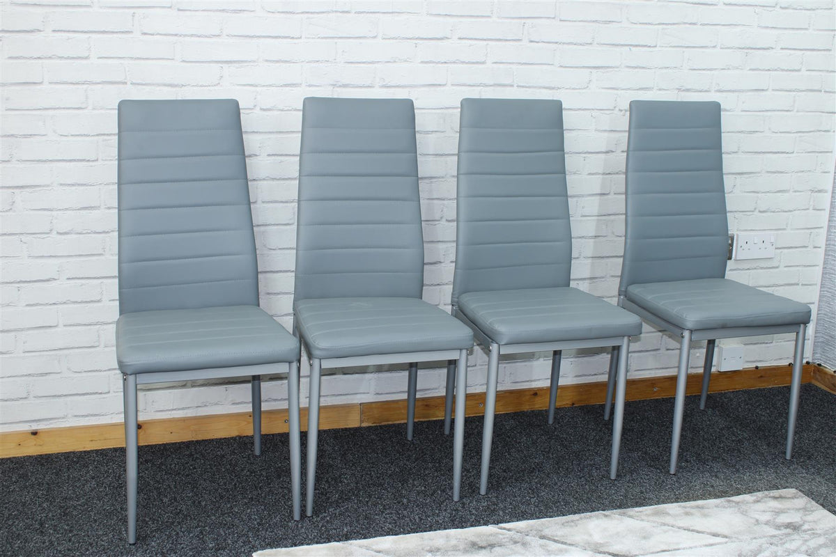 Dining Chairs Set of 4 Grey Leather Kitchen Chairs