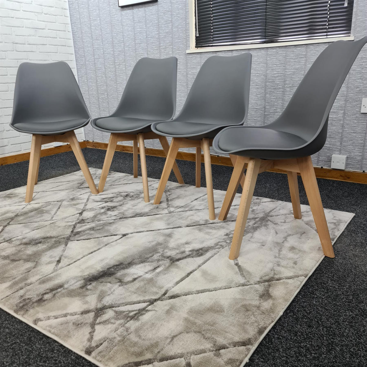 Dining Chairs Set of 4 Grey Leather Kitchen Table