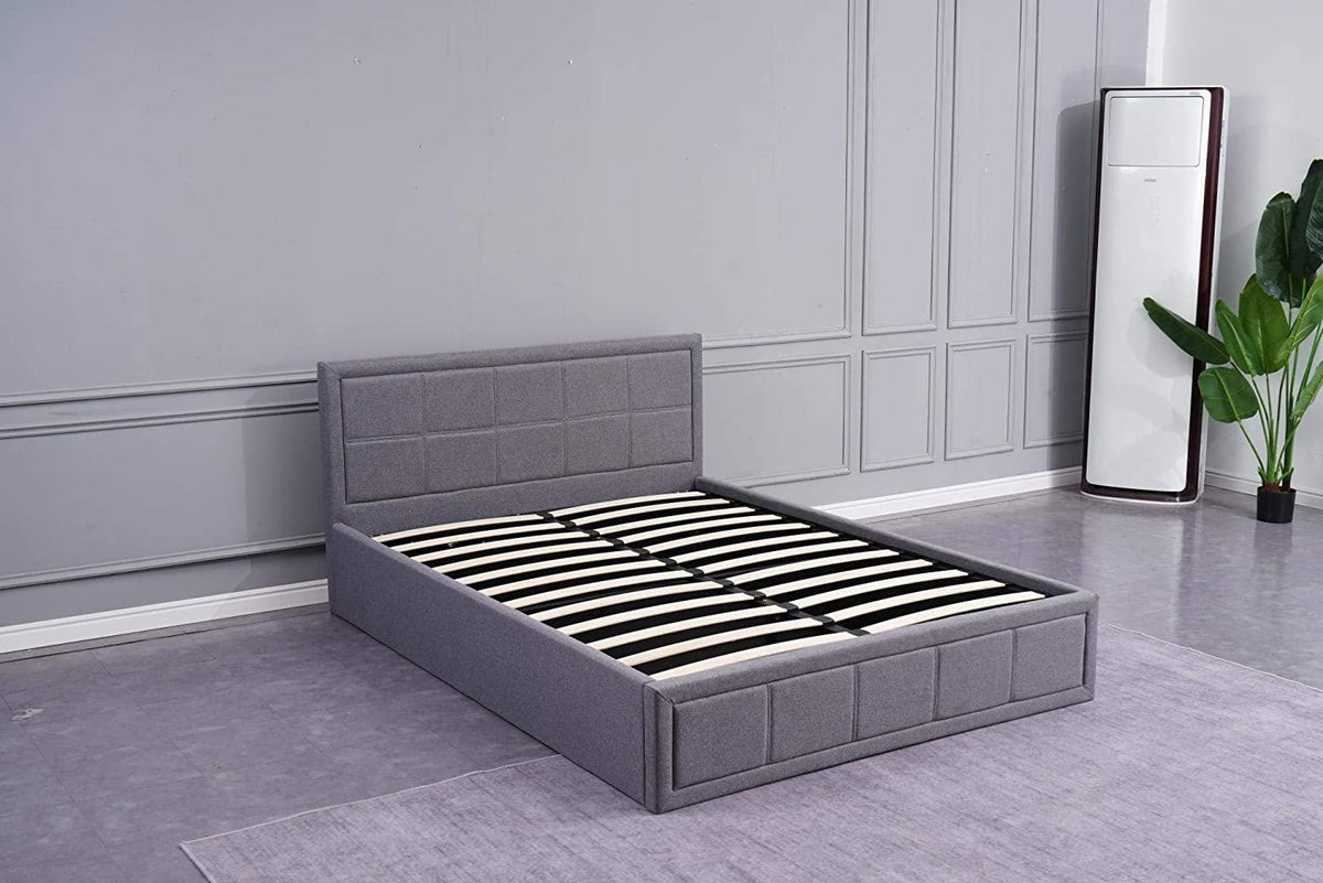 Ottoman Storage Bed grey 3ft single fabric wooden and 1 mattress bedroom