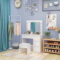 Dressing Table with Mirror and Stool Makeup Vanity LED Bulbs Mirror Hollywood Table