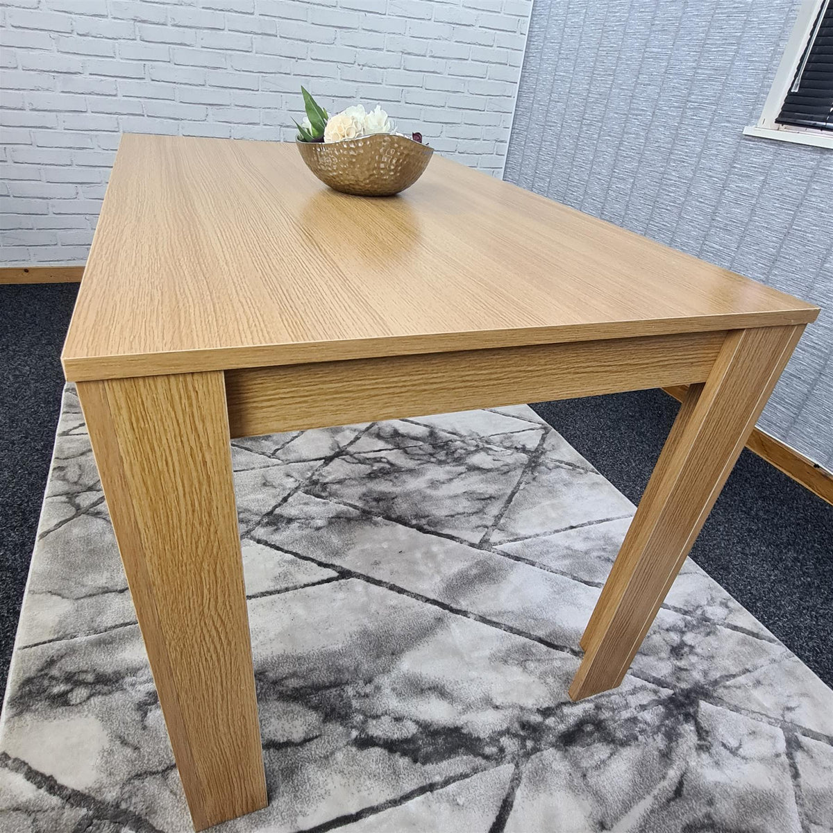 Dining Table Beige Wood Kitchen Place for 4 Seats, Dining Table Only (Beige H 75 x L 117 x W 77 cm)