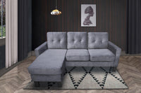 Corner Sofa Velvet Sectional Sofa with Ottoman L-shaped Grey Sofa Couch Reversible 3-Seater