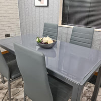 kitchen Dining table and 4 grey leather chairs kitchen dining room furniture