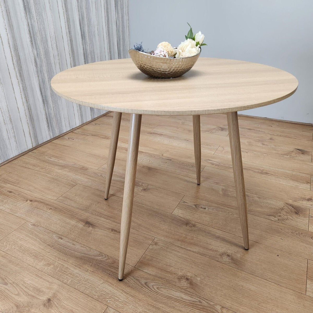 Dining Table Beige Wood Kitchen Place for 4 Seats, Dining Table Only (Beige H 75 x L 90 x W 90 cm)