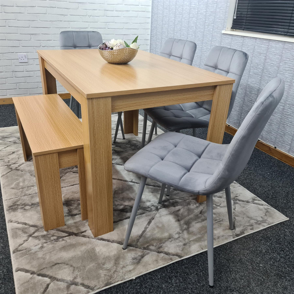 Dining Table Set with 4 Chairs Dining Room and Kitchen table set of 4, and Benches