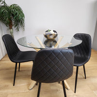 Forest Round Glass Table + 4 Black gem