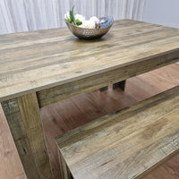 Dining Table and 2 Benches Rustic Effect Wood Table Rustic Benches Dining Room