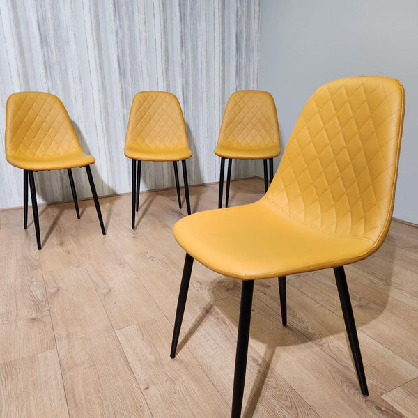 Dining Chairs Set of 4 Mustard Leather Kitchen Chairs