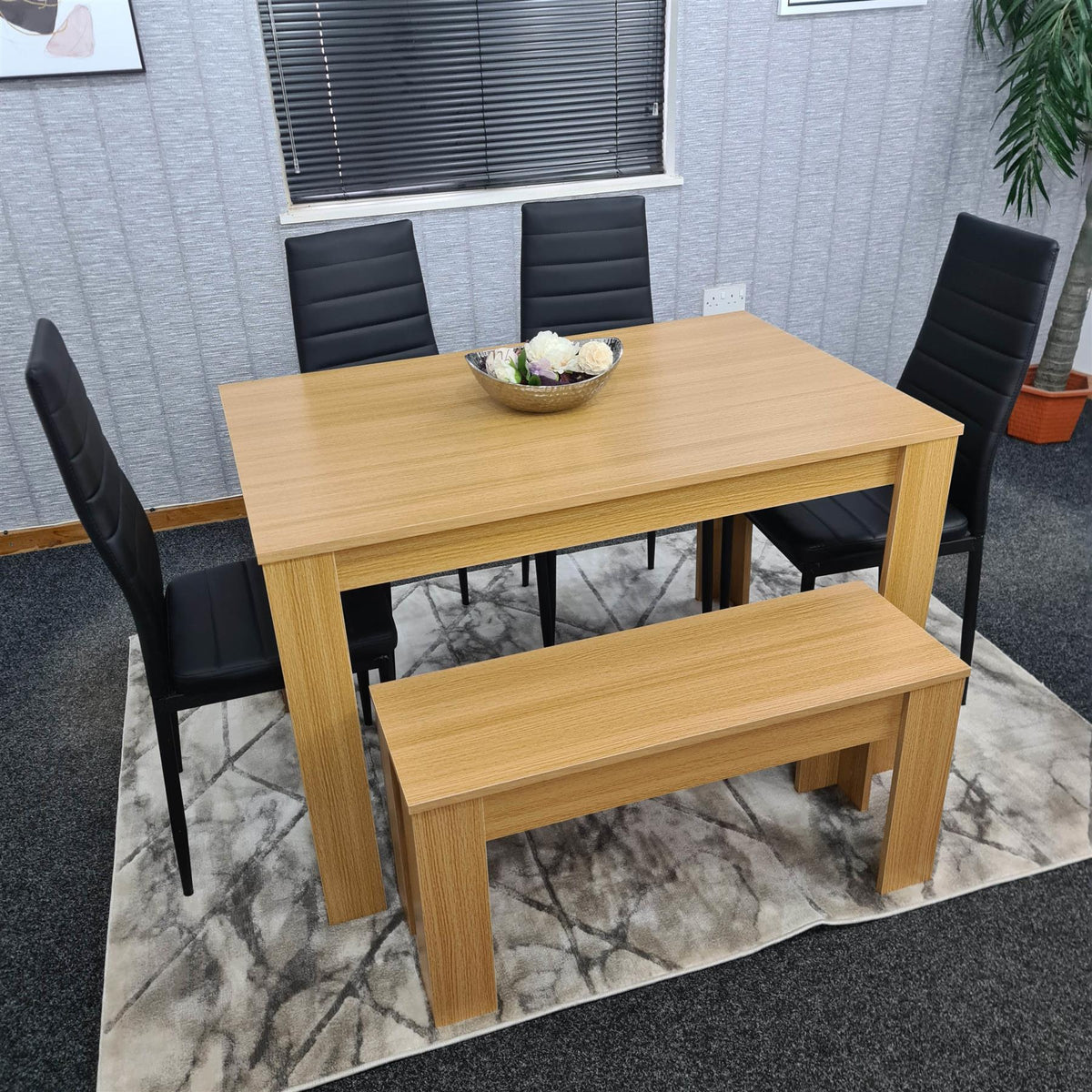 Dining Table Set with 4 Chairs Dining Room and Kitchen table set of 4, and Benches