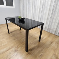 Dining Table Black Glass Kitchen Place for 6 Seats, Dining Table Only (Black H 75 x L 134 x W 70 cm)