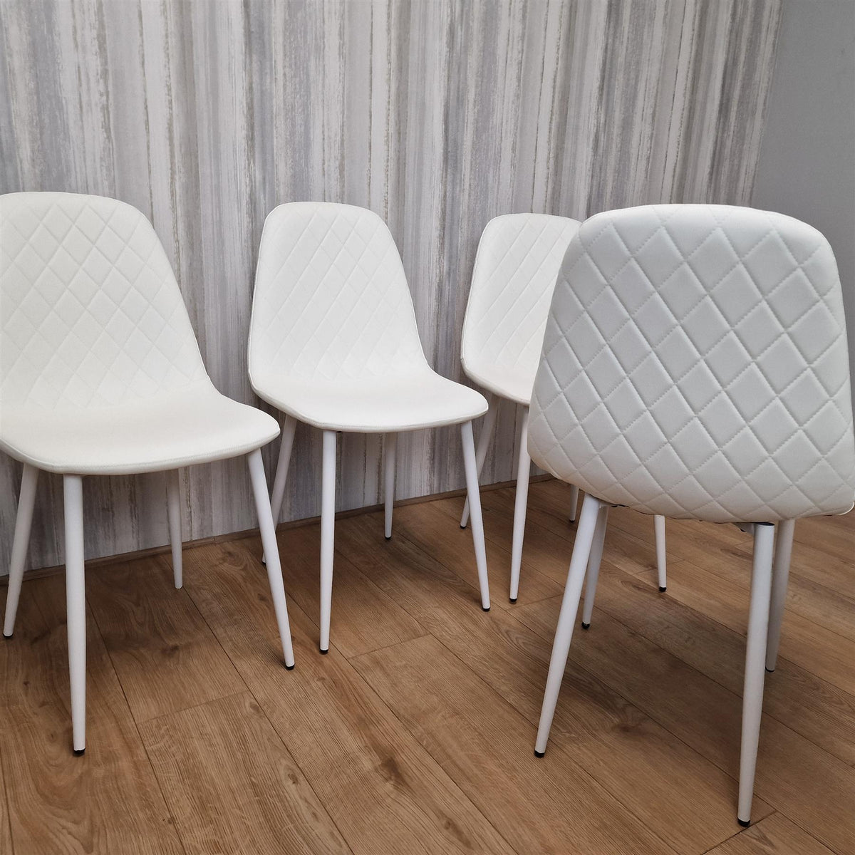 Dining Chairs Set of 4 White Leather Kitchen Chairs