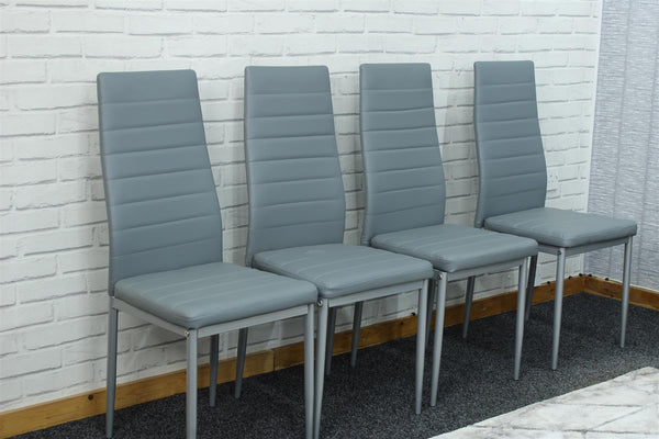 Dining Chairs Set of 4 Grey Leather Kitchen Chairs