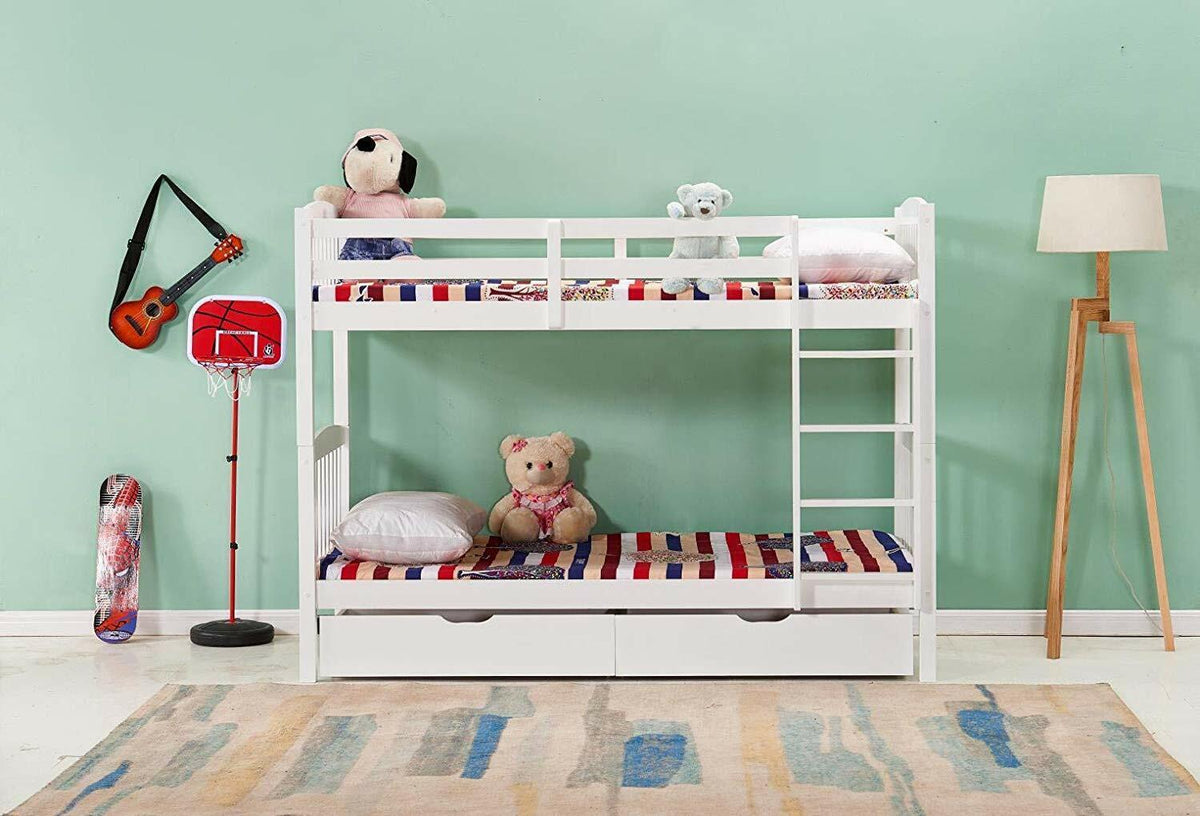 Bunkbed Kids white 3ft single wooden bunk bed childrens bedroom furniture