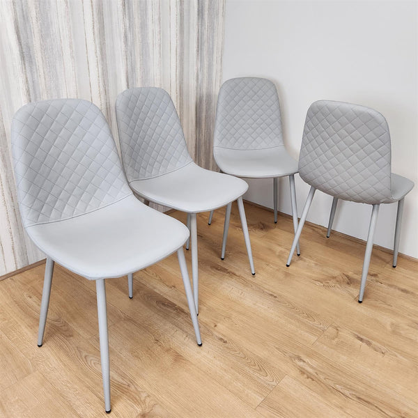 Dining Chairs Set of 4 Grey Leather Kitchen Chairs