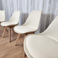 Dining Chairs Set of 4 Cream Leather Kitchen Chairs