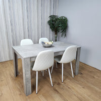 Wooden Rectangle Dining Table Sets with Set of 4 Chairs, Grey, and White