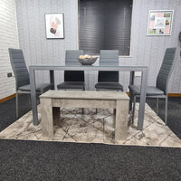 Dining Table Set with 4 Chairs, and a Bench Dining Room and Kitchen table set of 4, and Grey Bench