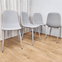 Dining Chairs Set of 4 Grey Leather Kitchen Chairs