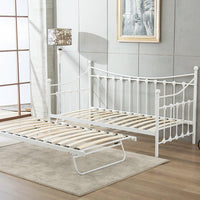 Daybed With Trundle white 3ft single bed pull out metal guest room bedroom living room