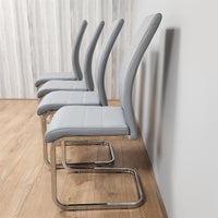 Dining Chairs Set of 4 Grey Leather Kitchen Chairs