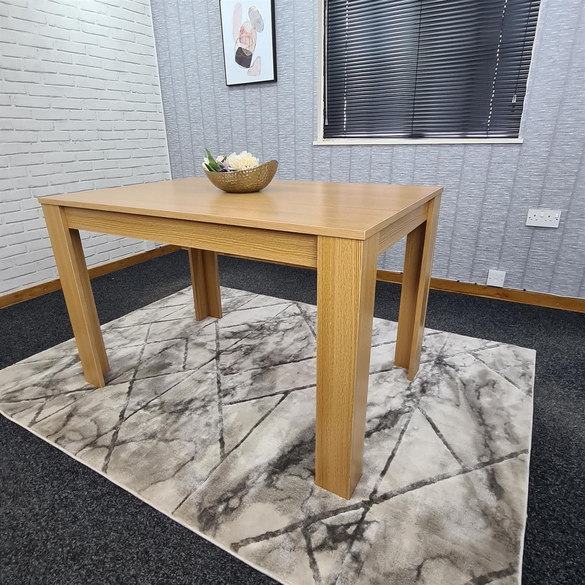 Dining Table Beige Wood Kitchen Place for 4 Seats, Dining Table Only (Beige H 75 x L 117 x W 77 cm)