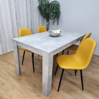 Wooden Rectangle Dining Table Sets with Set of 4 Chairs, Grey and Mustard