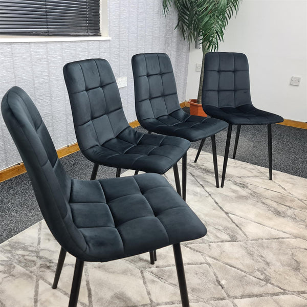 Dining Chairs Set of 4 Black Velvet Kitchen chairs