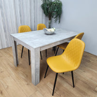 Wooden Rectangle Dining Table Sets with Set of 4 Chairs, Grey and Mustard