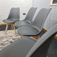 Dining Chairs Set of 4 Grey Leather Kitchen Table