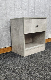 Wooden Bedside Cabinet In Stone Grey Effect