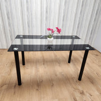 Dining Table Clear Glass Kitchen Place for 6 Seats, Dining Table Only (Clear H 75 x L 140 x W 80 cm)