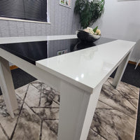 Dining Table Wood Kitchen Place for 6 Seats, Dining Table Only (White and Black H 75 x L 140 x W 80 cm)