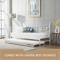 Metal Daybed Trundle white 3ft single including 1 high quality memory foam mattress bedroom