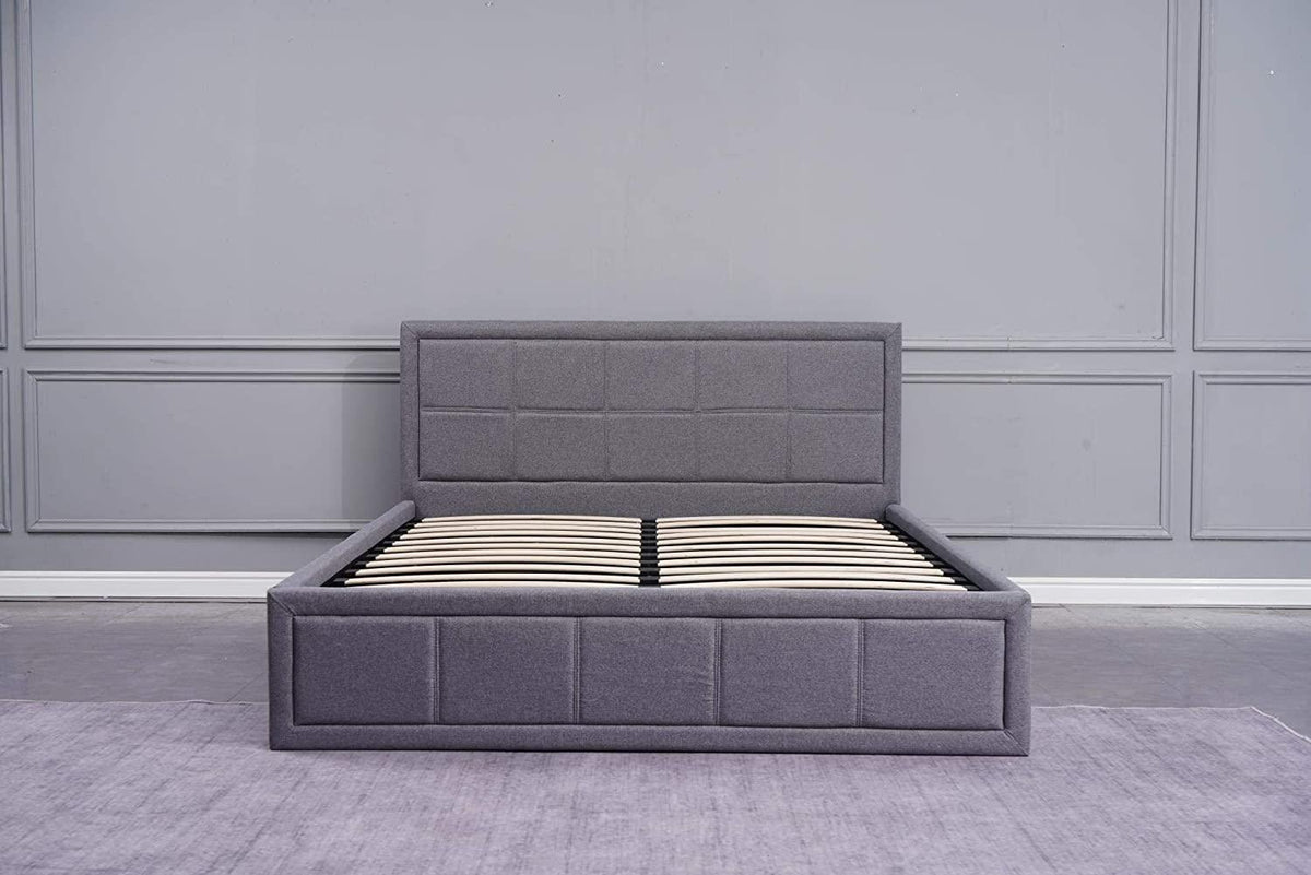 Ottoman Storage Bed grey small double 4ft 6 fabric wooden bedroom furniture