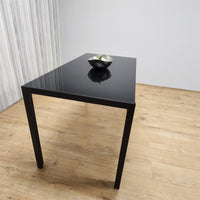 Dining Table Black Glass Kitchen Place for 4 Seats, Dining Table Only (Black H 75 x L 120 x W 70 cm)