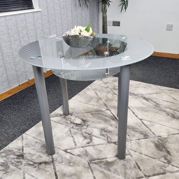 Glass Grey Dining Table Round Dining Table Dining Room Kitchen Furniture