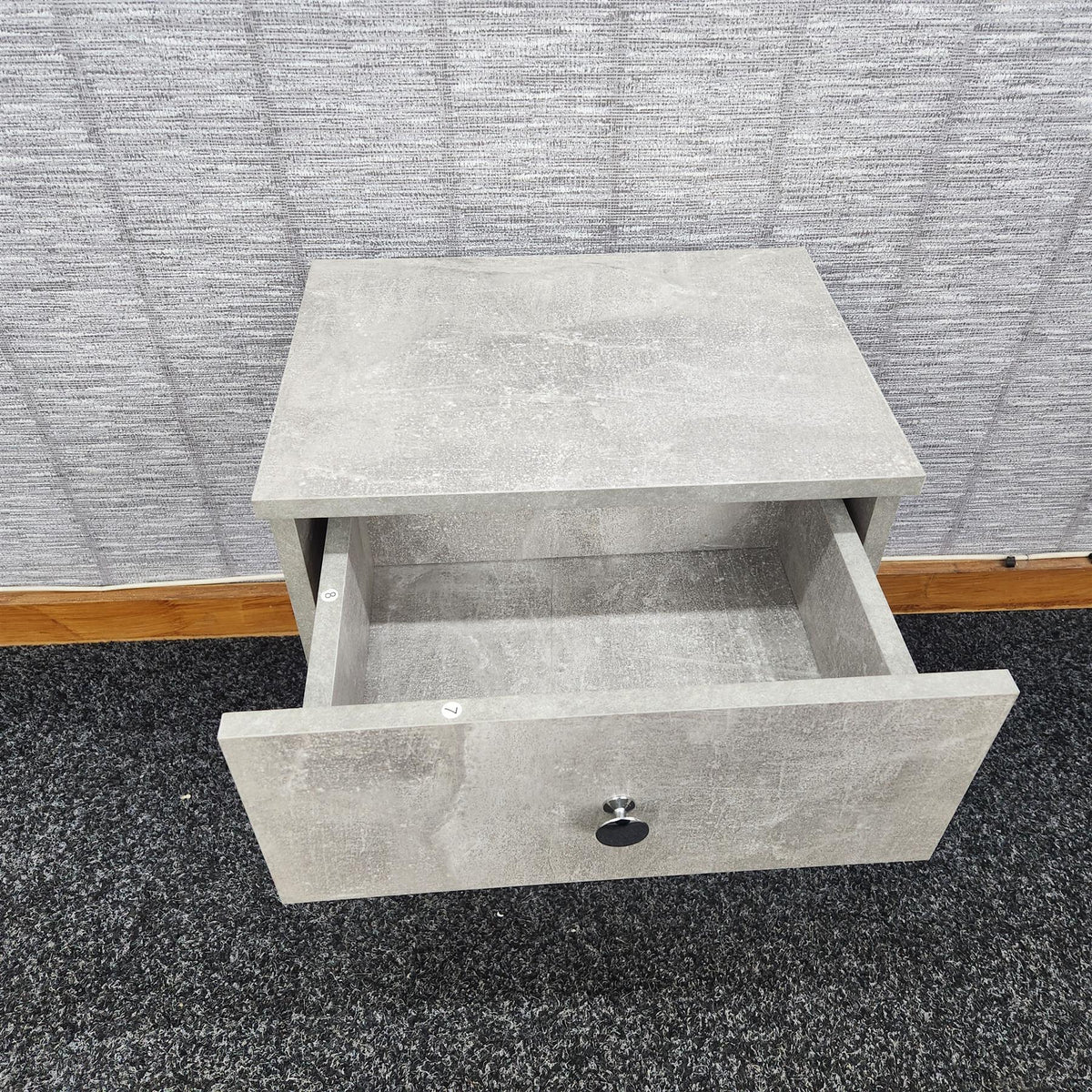 Wooden Bedside Cabinet In Stone Grey Effect