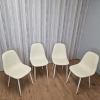 Dining Chairs Set of 4 Cream Leather Kitchen Chairs