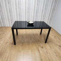 Dining Table Black Glass Kitchen Place for 4 Seats, Dining Table Only (Black H 75 x L 120 x W 70 cm)