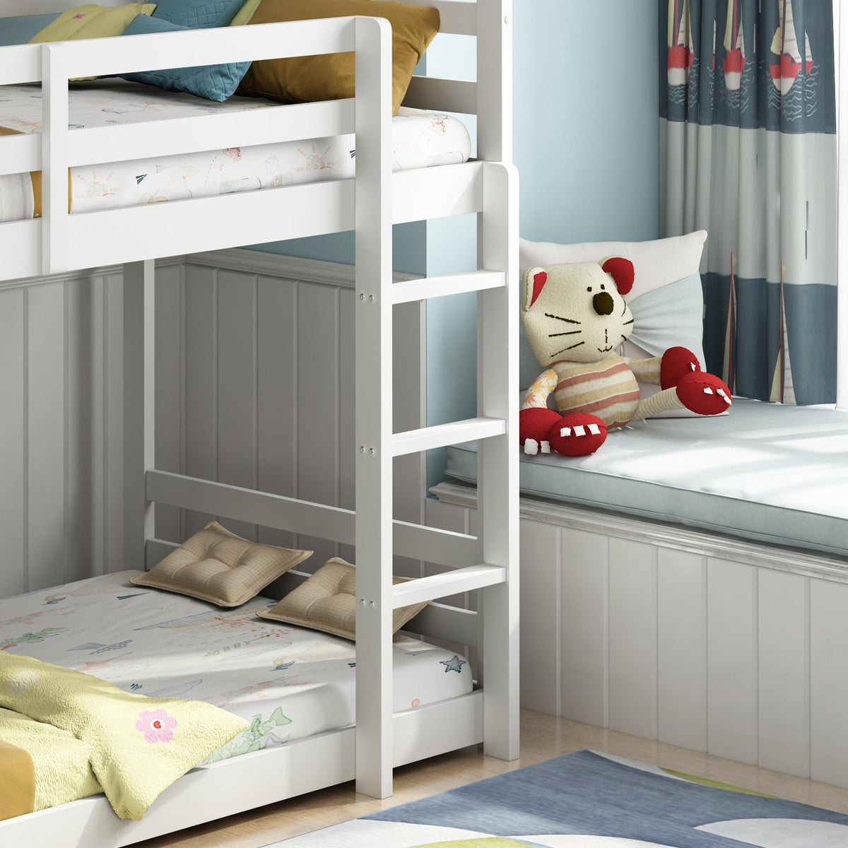 House Bunkbed kids white 3ft single twin bunk bed wooden childrens bedroom furniture