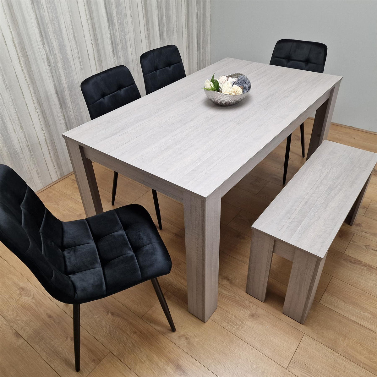 Dining Table Set with 4 Chairs Dining Room, Kitchen table set of 4, and Bench