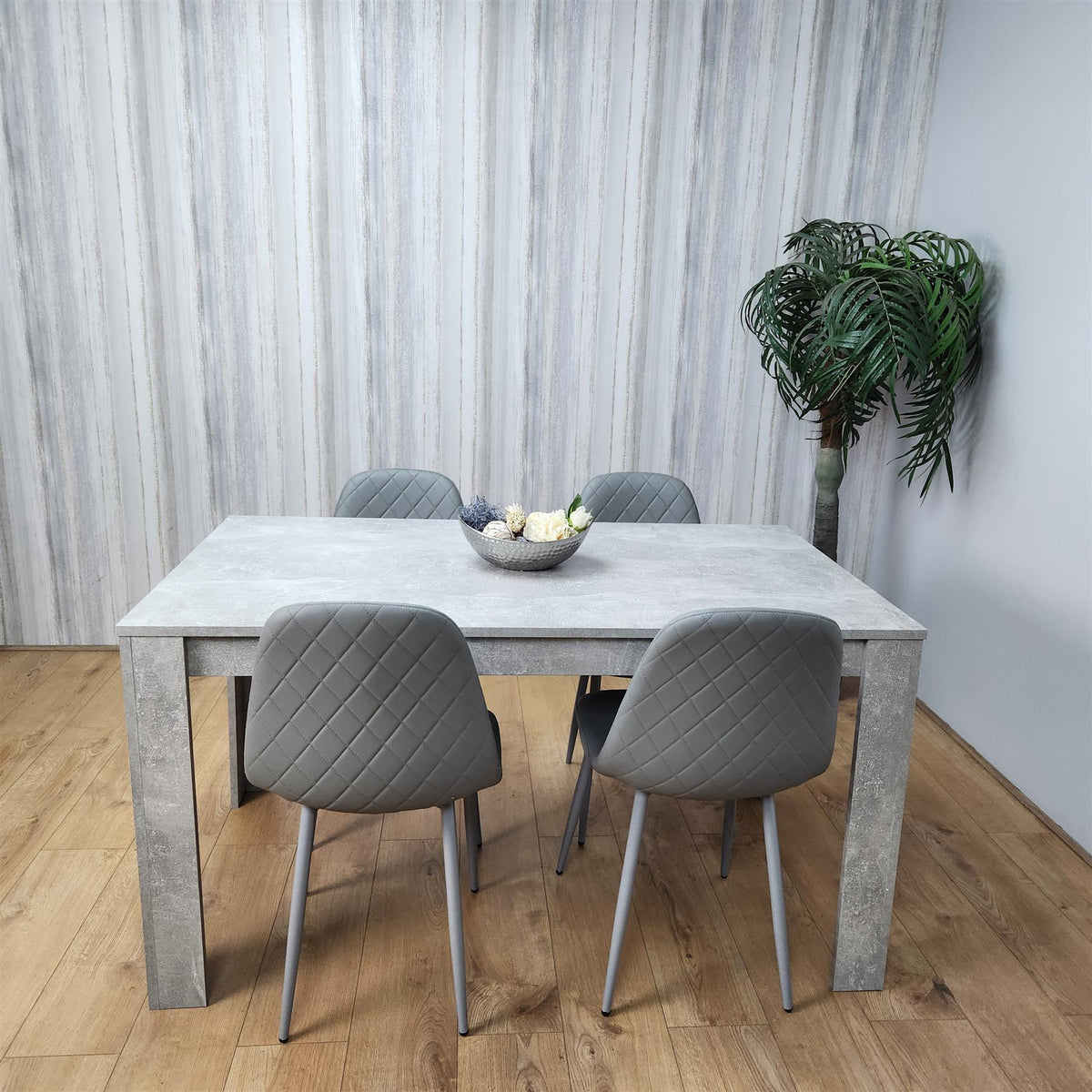Wooden Rectangle Dining Table Sets with Set of 4 Chairs for Dining Room, Grey